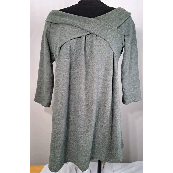 Beeson River Green Sweater Crisscross Top Long Sleeve Women's Size M Made in USA - Picture 1 of 10